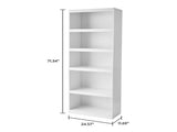 Framed 5-Shelf Bookcase with Adjustable Shelves, White 70436786