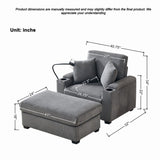 55" Oversized Chaise Lounge Chair Indoor with Ottoman and Storage, Comfy Corduroy Sleeper Chair with W3373P330166