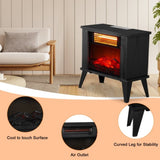 ZNTS 15" Electric Fireplace Heater, Freestanding Wooden Fireplace Stove with 3D Realistic Flame, Overheat 00157505