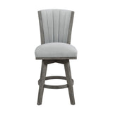 Gray Finish Set of 2 Counter Height Chairs Swivel Seat Tufted Fabric Upholstered Solid Wood Dining B011P220997