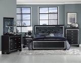 Glamourous Black Finish 1pc Nightstand 2x Dovetail Drawers Faux Alligator Embossed Fronts Bedroom B01151365