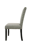 Grey Fabric Modern Set of 2 Dining Chairs Plush Cushion Side Chairs Nailheads Trim Wooden Chair B011119660