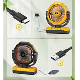 24000mAh Camping fan Rechargeable Battery Operated Fan 9inch 4 Speeds Usb Table fan Yellow 09042008