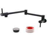 Brass Folding Faucet 1/2NPT Wall Mount Kitchen Faucet Two Handles Cold Water Tap Black 99606857