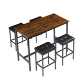 ZNTS Pub High Dining Table 5 Piece Set, Industrial Style Pub Table, 4 PU Leather Bar Chairs for Kitchen W1668P164658