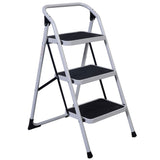 Home Use 3-Step Short Handrail Iron Ladder Black & White 46578400