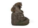 24.75" High CALLAN FOUNTAIN Weather Resistant Floor Fountain with Light, Light Brown Moss 71777.00LM