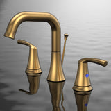 Bathroom Faucet 3 Hole - Sink Faucet 2-Handle 3-Hole, Brushed Gold Widespread 8 Inch 30692445