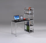 ZNTS Black and Chrome Writing Desk with Shelf B062P209207