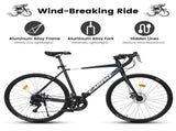 700Cx28 Road Bike, Lightweight Aluminum Frame, Disc Brakes, 16-Speed, Fast Acceleration, Suitable 62864627