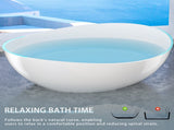 63" Freestanding Solid Surface Bathtub, Luxury Engineered Stone Resin Freestanding Soaking Bathtub T5287P510107