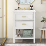 24'' Vanity with Top Sink, Modern Storage Cabinet with 2 Drawers, Single Sink N710P182935K