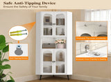 73'' Corner Cabinet, Metal Storage Cabinet with Doors and Adjustable Shelves, Corner Organizer W3387P450849
