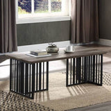 Antique Oak and Black Coffee Table with Metal Base B062P209139