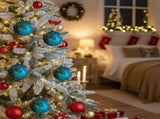 6PCS Set 3.9" Christmas Ball Ornaments Glass Hanging Balls for Holiday Treeations Colorful 78818053