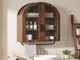 Arched Ceiling 2 Glass Doors 3 Shelves Bathroom Vanity MDF Melamine-Faced Bathroom Vanity with Towel 72083744