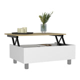 Gambia Lift Top Coffee Table, Four Legs -White / Light Oak B07091866