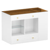 Closet Island with 6 Drawers, Wardrobe Armoire Bedroom Island with Glass Display Top and Open 07777254