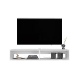 TV Stand 10.4" H, with 2 Shelves, White B097P250855