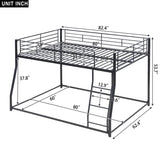 ZNTS Metal Floor Bunk Bed, Full XL over Queen, Black MF311038AAB