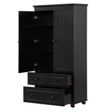 ZNTS Tall Storage Cabinet with Three Drawers for Bathroom/Office, Black N725P183256B