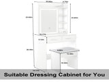 Small Makeup Vanity Desk with Mirror & Adjustable LED Lights,Built-in Power Outlet & Hidden Storage, 64240969