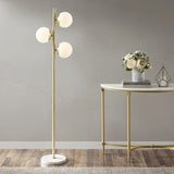 ZNTS 3-Globe Light Floor Lamp with Marble Base B03599272