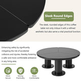 ON-TREND 39.4'' Easy Assembly Round Petal-Shaped Coffee Table, Cream Style Center Table with 3 N721P190396B