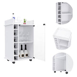 Dukat Bar Cart,Two Shelves, Six Built-in Wine Rack, Four Casters -White B20091850