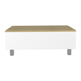 Gambia Lift Top Coffee Table, Four Legs -White / Light Oak B07091866