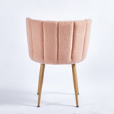 Modern beige dining chair with iron tube wood color legs, shorthair cushions and W23461124