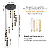 Modern Industrial Multi-Light Pendant Chandelier - 9-Light Black and Gold Adjustable Ceiling Light W1340P233176