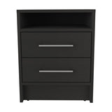 Eter Nightstand , End Table, Side Table Superior Top, Two Drawers -Black B07091863