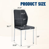 4-piece set of black silver light luxury PU dining chairs ergonomic backrest, 36.7 inches high, W1151P282690
