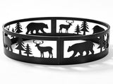 32in Fire Ring, Bear Pattern, Round, Iron 31137219