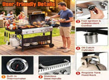 3-in-1 Outdoor Gas Grill, 48000 BTU 5-Burner Propane BBQ Grill with Flat Top Griddle & Side Burner, 31602193
