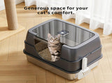 Galaxy stainless steel beige cat litter box, sturdy and durable, easy clean, odorless, non stick 42312819