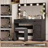 ZNTS 43.4"Makeup Vanity Table, Makeup Table with Large Mirror and 11 LED Light , Brightness Adjustable, 54481304