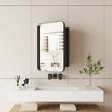 16x24 Inch Recessed Black Metal Framed Medicine Cabinet with Mirror and Adjustable Shelves Black W1435142927