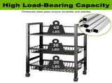 Heavy-Duty 3-Tier Storage Kitchen Cart with 2 Detachable Mesh Baskets, Metal Storage Organizer 62229063