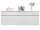 Handleless 6-Drawer Chest of Drawers Particleboard with Textured Melamine Finish Drawer Cabinet 46201347