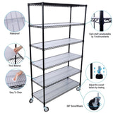 ZNTS 6 Tier 6000lbs Capacity NSF Metal Shelf Wire Shelving Unit, Heavy Duty Adjustable Storage Rack with W465142127