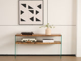 MDF Console Table, Big Side Table, Walnut Tempered Glass Desk,Entry Table W1718P321602