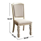 ZNTS Set of 2 Padded Fabric Dining Chairs in Antique White and Ivory B016P156592
