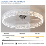 ZNTS Modern Acrylic Ceiling Fan Light with Remote Control, Dimmable LED Chandelier, 6-Speed Adjustable, W1340P200008