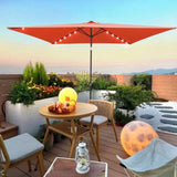 10 x 6.5t Rectangular Patio Solar LED Lighted Outdoor Umbrellas with Crank and Push Button Tilt for W65642334