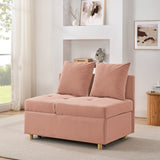 Convertible Sleeper Sofa Chair Adjustable Backrest Recliner with Pullout Sofa Bed with Wheels, W1413P227518