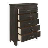 1pc Charcoal Gray Finish 5 Drawers Chest Transitional Style Wooden Bedroom Furniture B011P220617