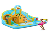Inflatable castle for children with inflator 450W, slide, jump area, climbing wall, 395 x 350 x 260 48941692