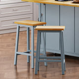 K&K Solid Wood Bar Stools , 25.6" Tall Set of 2 Bar Chairs, Kitchen Counter Stools N707P185529G